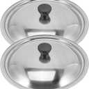 Ciieeo Stainless Steel Pot Lid 2pcs Universal Pan Cover Lid Metal Round Pot Cover Replacement Frying Pan Lid Cast Iron Skillet Lid for Kitchen