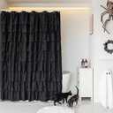 WestWeir Black Ruffle Shower Curtain - Gothic & Elegant Bathroom Decor, Ruffled Design, Boho & Vintage Chic, Easy Care, Lightweight, Fits Farmhouse & Modern Styles, 72" Fabric Cloth Bathroom Curtains