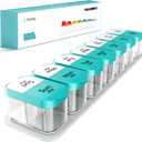 Daviky Large Weekly AM PM Pill Organizer - 7 Day, 2 Times a Day With Extra Large Compartments for Vitamins, Medicine, Supplements (Cyan)