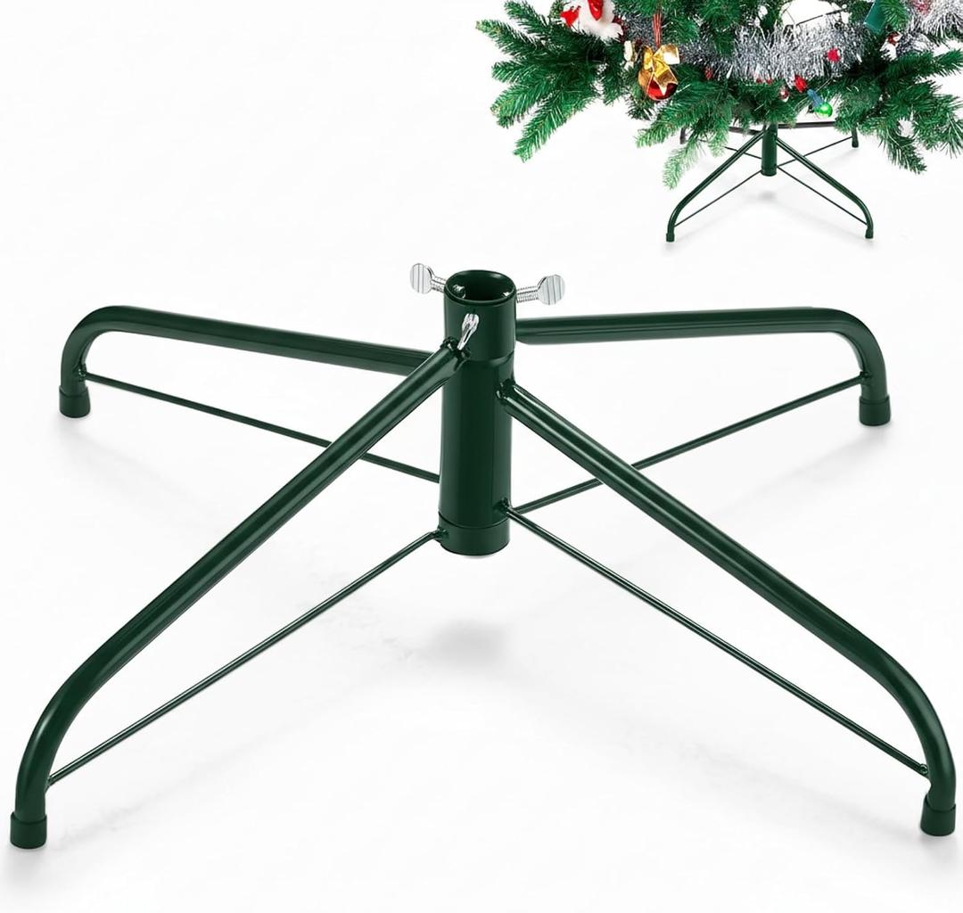 Roowest Folding Christmas Tree Stand Artificial Xmas Tree Base Holder Replacement Metal Tree Base for Artificial Christmas Tree(Green, 20 Inch)