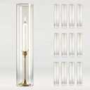 12 Pcs 2.5" W x 14" H Hurricane Glass Candle Holders - Bottomless Glass Hurricane Pillar Candle Holder Open Ended Cylinder Vase Sleeve Tube Cover for Pillar Candleholders