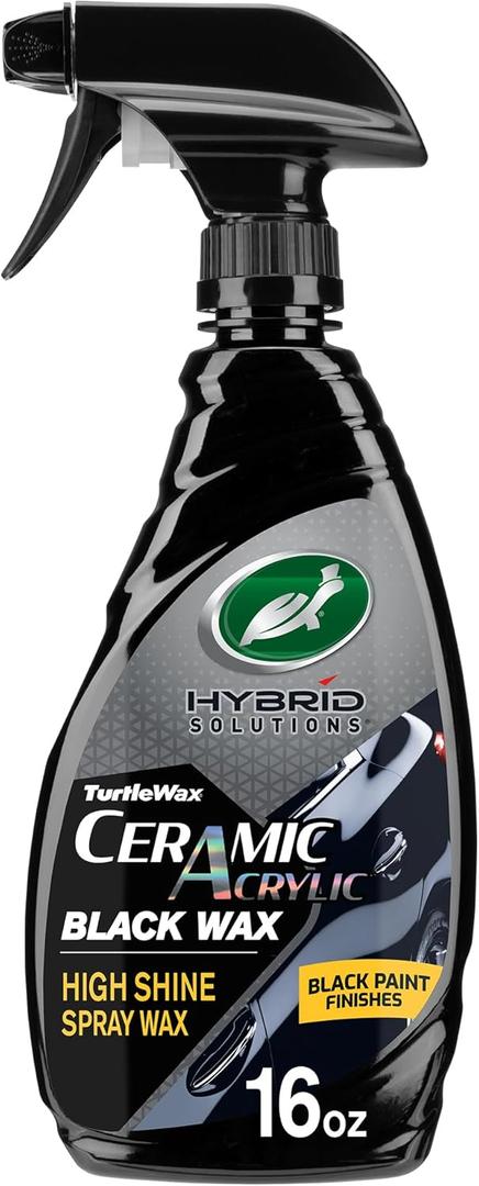 Turtle Wax Hybrid Solutions Ceramic Acrylic Black Car Wax Spray, Restores Apperance of Black Car Paint, Ceramic Coating Protection, Extreme Water Beading, High Gloss Shine, 16 oz (Pack of 1)