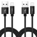 RoFI Compatible Phone Cable, [2Pack] 4FT Nylon Braided Fast Charging USB Cord Replcement for Phone X 8 8 Plus 7 7 Plus 6s 6s Plus 6 6 Plus 5 5S 5C SE Pad Air Mini and More (2 Pack Black, 4 FT)