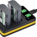 Tectra 2-Pack NB-2L NB-2LH Battery and LED Dual Charger for Canon Rebel XTi XT PowerShot G7 G9 DC301 DC310 DC320 DC330 DC410 Elura 40 50 60 65 70 80 90 EOS 350D 400D Camera