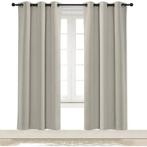 NICETOWN Room Darkening Blind Shade for Kids Bedroom Triple Weave Home Decoration Light Blocking Solid Ring Top Curtain/Drape for Small Window (Natural, Single Panel, 42 x 72 inch)