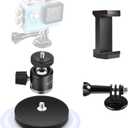 UTEBIT 66mm Strong Magnetic Base Mount for Action Camera, Magnet Camera Mount with 360° Rotation Ball Head & Phone Holder Mount, Compatible with Gopro Hero, DJI Osmo Action Osmo Nano, Insta360, Black