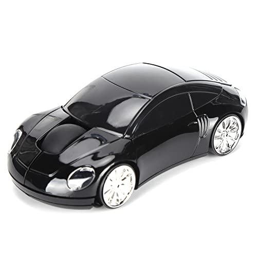 ASHATA 2.4G Wireless Mouse, Cute Car Mouse with USB Reciver, 1600DPI Optical Mice for PC Computer Laptop Tablet, with LED Light (Black)