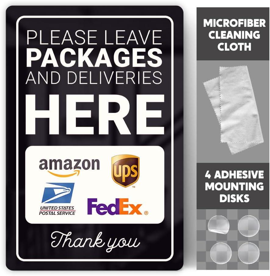Premium Package Delivery Sign – 8x12 Sublimation Printed on Photograde Aluminum – Weatherproof, Fade-Proof, Professional Look – "Please Leave Packages Here"