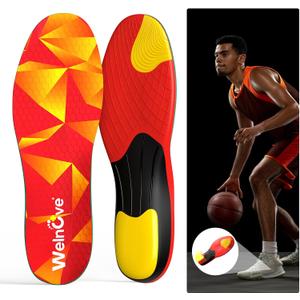 Welnove Sports Insoles for Plantar Fasciitis: Running Insoles to Prevent Injuries & Boost Performance Shock-Absorbing Triple-Cushion Design for Marathon, Basketball, Pickleball & Hiking, M