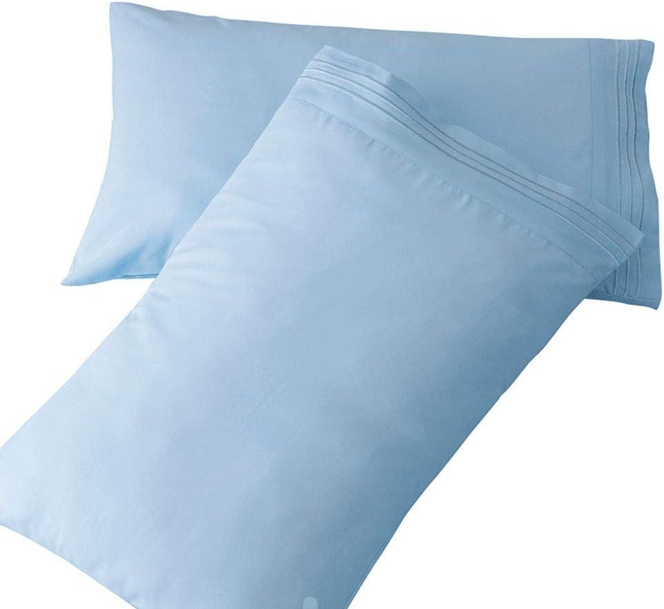 SONORO KATE Luxury Pillowcase Set Brushed Microfiber 1800 Bedding - Wrinkle, (Lake Blue, 2 Pillowcases King)