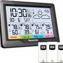 Newentor Weather Station Wireless Indoor Outdoor Multiple Sensors, Digital Atomic Clock Weather Thermometer, Temperature and Humidity Monitor, Forecast Weather Station with Backlight, Black