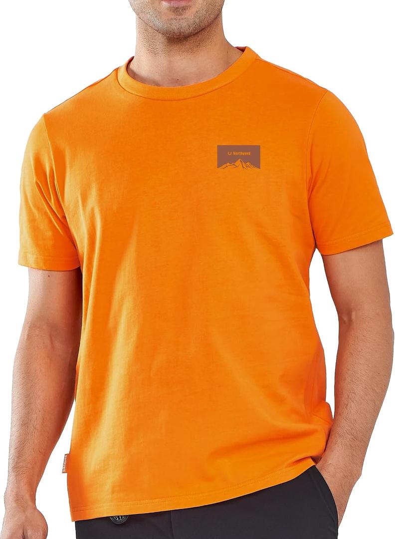 NORTHYARD Men's Heavyweight Cotton T-Shirts Casual Crewneck Short Sleeve Graphic Shirts for Men (Orange, S)