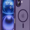 TOCOL Magnetic for 16 Midnight Purple Case, Upgraded Full Camera Protection, Compatible with Magsafe, Drop Protection, Translucent Matte Back Bumper Phone Cover 6.1-Inch (Midnight Purple)