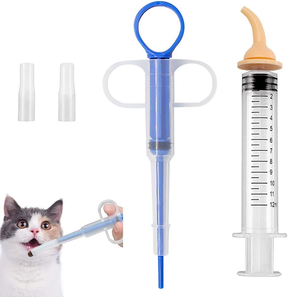 Pet Medical Feeding Dispenser Tool Set - Pet Feeding Nipple Syringe for Kitten Puppy and Bunny, Cat Pill Sh-ooter Pet Piller Guns, Silicone Feeding Pacifier for Wildlife Small Animals