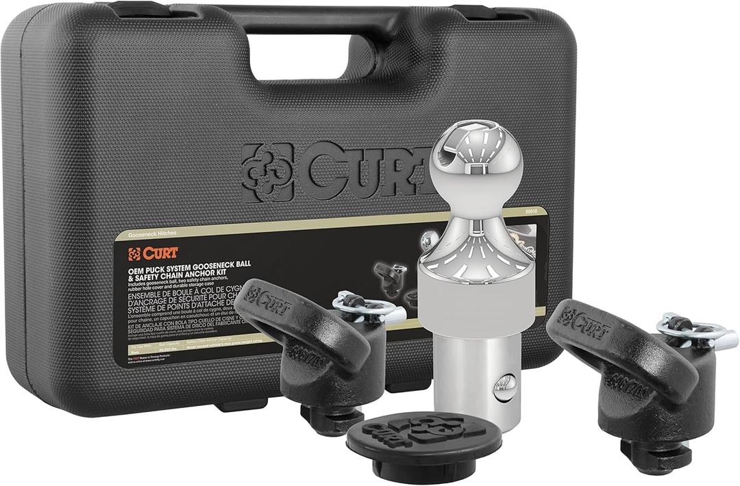 CURT 60638 OEM Puck System Gooseneck Hitch Kit, Fits Select Ram Trucks, 38,000 lbs. GTW, 2-5/16-Inch Ball, Pucks Required, Chrome Powder Coat