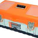 16" Stainless Steel Tool Box  Heavy-Duty Toolbox with ABS Organizer and 0.8mm Thick Stainless Steel Body  Durable Parts Storage Box for Professional Use