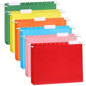 Azureal Hanging File Folders, 6 Pack Letter Size File Folders with 1/5-Cut Adjustable Tabs, 6 Pastel Colors Hanging Folders for Organizing Documents, Forms, and Papers