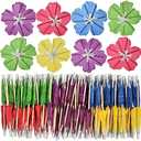 144 Pcs Drink Umbrella Cocktail Picks, Tropical Hawaiian Luau Party Parasol Toothpicks, Cupcake Topper for Summer, Pool, Tiki Party Decorations