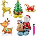 5Pack Merry Christmas Party Decorations Balloons - Christmas Party Supplies with Santa Claus, Snowman, Elk, Christmas Tree Balloon for Festive Holiday Celebrations With Pump