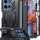 FNTCASE for Moto-G 2026/2025 Case: for Motorola Moto G Play 2026 5G Military Grade Drop Proof Protection Cover with Kickstand | Matte Textured Rugged Shockproof TPU | Protective Phone Case Black