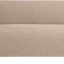 SureFit Form Fit Stretch Morgan Loveseat Slipcover - One Piece Polyester/Spandex Elastic Slipcover, Machine Washable (Loveseat Box Cushion, Khaki Color)