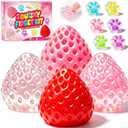 3 x Taba Squishy Fun Box Toys Kit - Strawberry and Cat Paw Squeezee Fidget Toys Pack Set, Party Favors for Kids 4-8 8-12, Sensory Toys Birthday Xmas Gifts