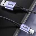 TOPK USB C Charger Cable, 3A QC3.0 USB A to USB C Fast Charging Cable, Nylon Braided Data Sync Cord Compatible with Galaxy S22 S21 S20 S10 S9 S8 Plus Note 20 10 9 and More