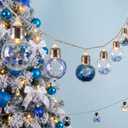 Christmas Tree Snow Globe String Lights 6.56 FT 10 LED Xmas Light Balls with 5 Christmas Figurines Constant Vintage Decor Lighting for Indoor Outdoor Xmas Party Decoration(Blue)
