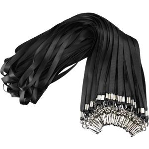 Korty Black Lanyards Bulk 50 Packs Lanyards for ID Badges,Lanyards with Swivel Hook Clips for Name Tag Lanyard ID Holder