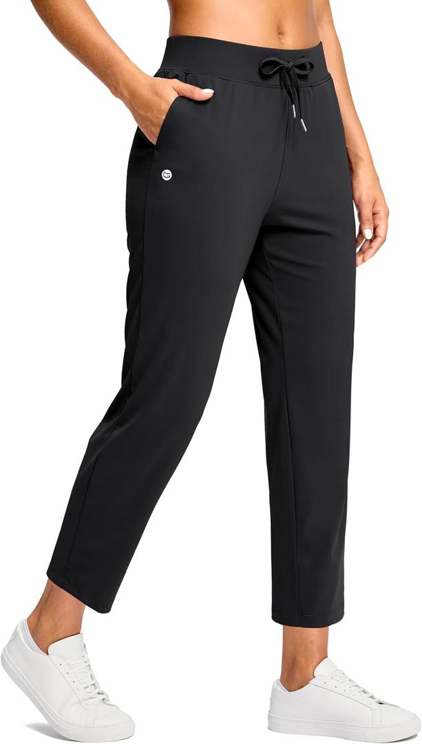 G Gradual Petite Pants for Women Ankle Pants with 2 Pockets, Black, M, 26" | Petite Friendly, External Drawstring, Soft, 4-way Stretch, Easy to care for, Wrinkle Free, Casual, Golf, Travel, Athletic 
