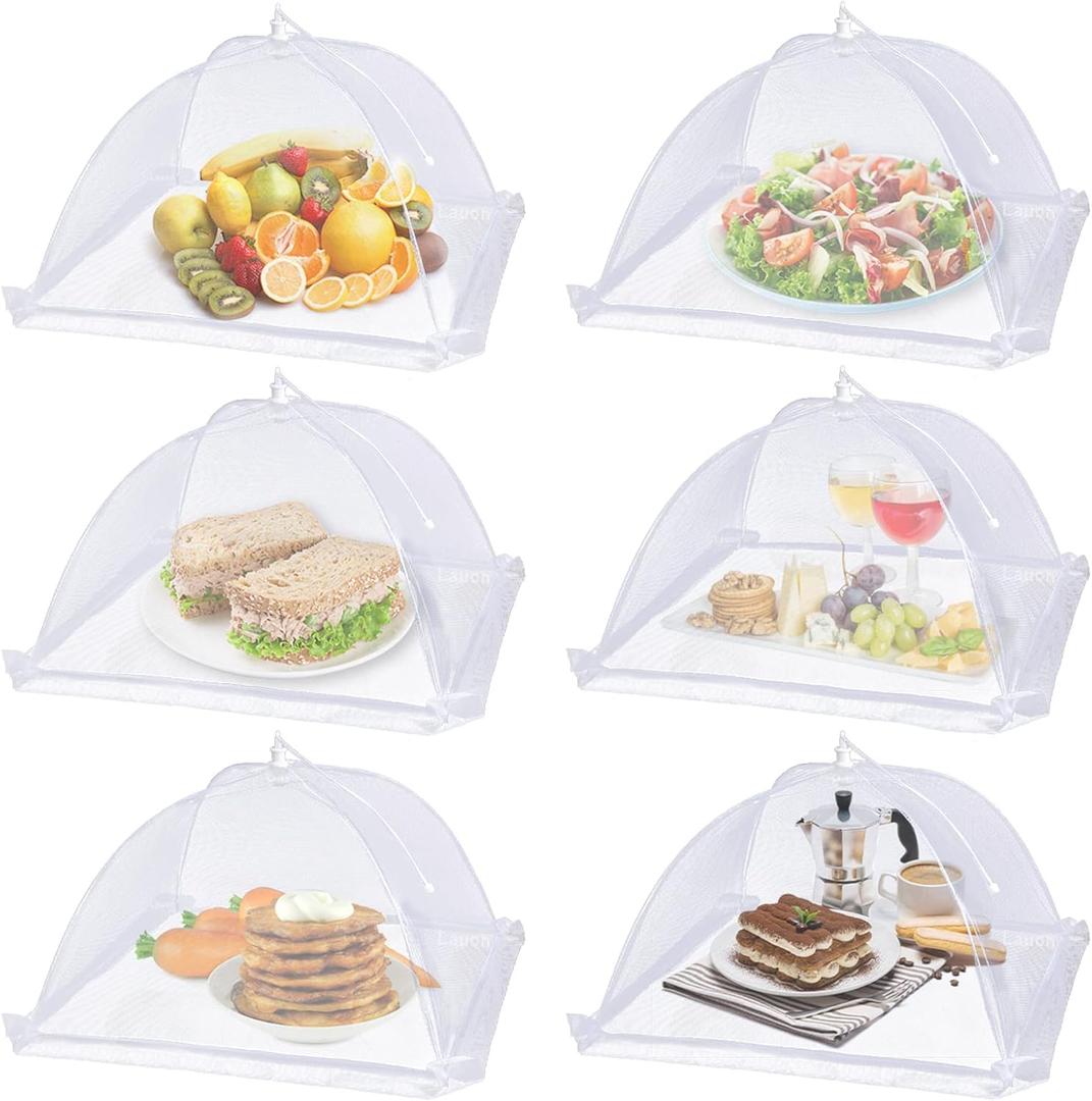Large Food Cover, Pack of 6 Mesh Food Tent,17"x17",White Nylon Covers,Pop-Up Umbrella Screen Tents,Patio Net for Outdoor Camping, Picnics, Parties,BBQ,Collapsible and Reusable Large Food Cover, Pack of 6 Mesh Food Tent,17"x17",White Nylon Covers,Pop-Up Umbrella Screen Tents,Patio Net for Outdoor Camping, Picnics, Parties,BBQ,Collapsible and Reusable
