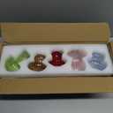 Glass Propagation Station for Plant: Mushroom Planter with Wooden Stand for Home Office Decor - Unique Propagation Jars for Plant Lovers - Set of 5 Hydroponic Mushroom Vases Gift for Mom