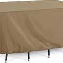 Tempera Outside Table and Chair Covers, Outdoor Dining Set Cover, Patio Furniture Cover Waterproof, Heavy Duty for Winter, Rectangle, 128'' x 82'' x 27.8'', Taupe