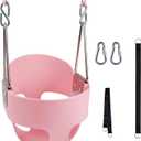 KINSPORY Toddler Swing, 59" Coated Heavy-Duty Iron Chains Baby Swing Outdoor, High Back Full Bucket Infant Swing Seat with Tree Straps for Swing Sets Backyard Outdoor Indoor (Pink)