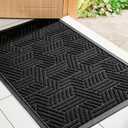 Mibao Front Door Mat Outside Entrance, Durable Outdoor Indoor Mat, Low Profile Heavy Duty Doormat, Non-Slip, Traps Dirt and Moisture, Easy Clean Patio Porch Entryway Mat, 29.5" x 17", Black