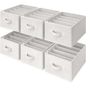GRANNY SAYS Jean Organizer for Closet, Clothes Drawer Organizer, Pants Organizer, Wardrobe Clothes Organizers, Clothes Storage Bins, Drawers for Sweater, T Shirt, Beige, 6-Pack