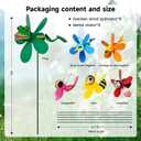 6 Pack Garden Decor Pinwheels Wind Spinners with Metal Stakes Colorful 3D Insect Whirligigs Windmill Outdoor Pinwheel for Yard Garden Lawn Decorations