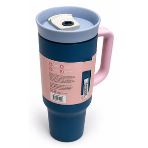 Owala Stainless Steel Triple Layer Insulated Travel Tumbler with Spill Resistant Lid, Straw, and Carry Handle, BPA Free, 40 oz, With Two Different Lids