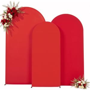 Red Arch Backdrop Cover 7.2ft 6.6ft 6ft Arch Cover Set of 3 Arch Covers Stretchy Backdrop for Wedding Party Baby Shower Birthday Photography Spandex Arch Stand Covers Backdrop Curtains Decor