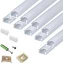 LED Strip U Channel Diffuser 10-Pack 6.56FT,17X7.5MM Surface Mounted Tape Light Aluminum Track with Milky Cover Cabinet, Stairs, Counter, Wall Flush Installed Low Profile (Silver)