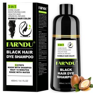 Black Hair Dye Shampoo, 3 in 1 Hair Color Shampoo for Women Men Gray Hair Coverage