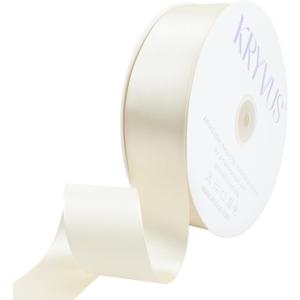 Beige Satin Ribbon 1-1/2 inch X Continuous 100 Yards, Single Face Polyester Ribbon Perfect for Gift Wrapping, Flower Bouquet, Wedding Decor, Crafts, Bow Making, Sewing and More