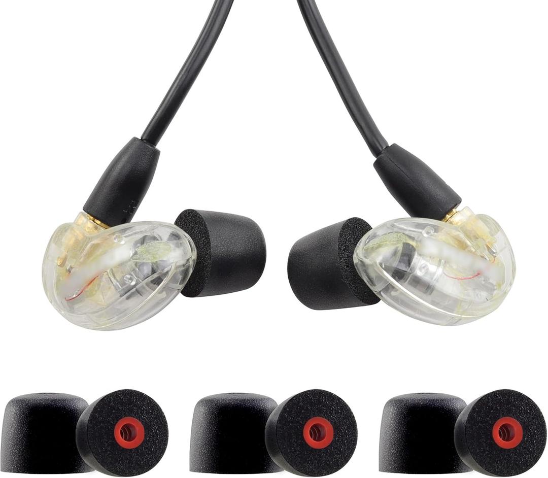 NANLANFAN Replacement Memory Foam Ear Tips for Shure SE215 PRO SE215 SE112 SE315 SE425 SE535 SE846 Aonic4 Aonic5 Earphones, Ultimate Comfort, 3 Pairs (Black, Large)