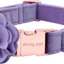 ARING PET Velvet Dog Collar, Purple Dog Collars with Detachable Felt Flower, Adjustable Soft Comfortable Dogs Collar Flower with Metal Buckle for Small Medium Large Dogs (Medium (Pack of 1), B:purple)
