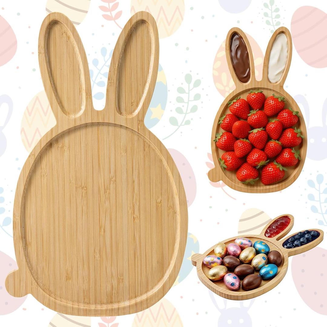 2 x Easter Party Decorations Wooden Bunny Charcuterie Board, Serving Tray for Easter Party, Spring Baby Shower, Dessert Table, Grazing Table Decor