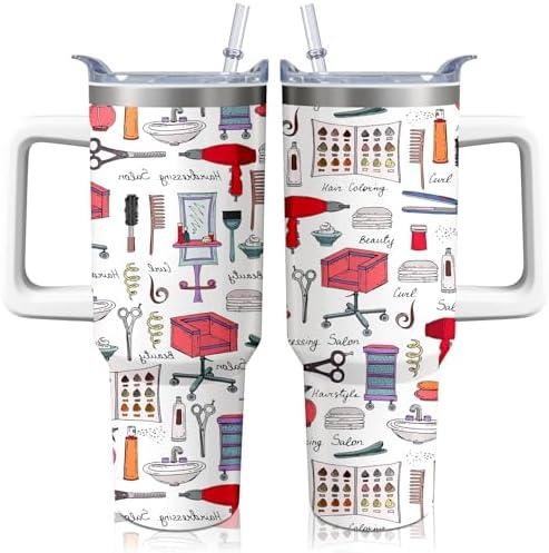 40oz Hair Stylist Gifts Hairstylist Tumbler with Handle for Female Women, Stainless Steel Insulated Cup, Coffee Mug Water Bottle for Hairdresser Cosmetology Salon Owner Beautician,1 Pcs