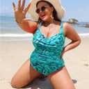Yonique Women Plus Size One Piece Swimsuits Tummy Control Bathing Suits Twist Front Ruched Swimwear 16W
