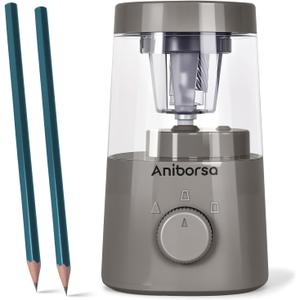 Electric Pencil Sharpener, Helical Blade Automatic Pencil Sharpener, Battery/USB Cord Operated Adjustable Sharpness for 6-8 mm Pencil, Classroom, School, Office, Home, Gray