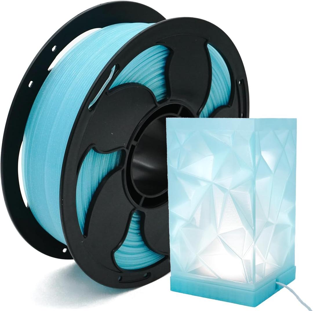 Transparent Sky Blue 1.75mm PLA Filament High Speed Clear Basic PLA Filament with Glitter 1kg (2.2lbs) Plastic Spool Fit Most FDM Printer AMS