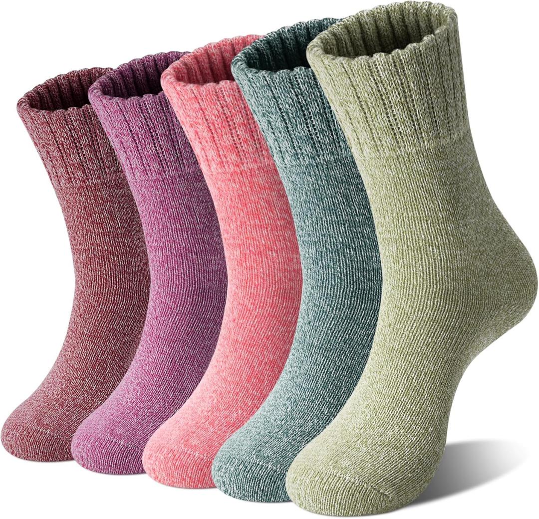 Loritta Wool Socks for Women Warm Winter Socks Knit Crew Calf Hiking Boot Sock Stocking Stuffers Gifts (Large, A-classic Solid Color)